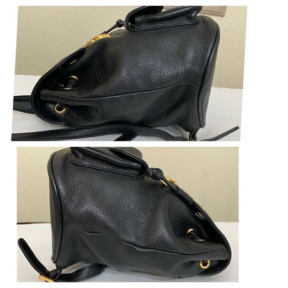 MCM Pebbled Leather Vintage Backpack Black D2037